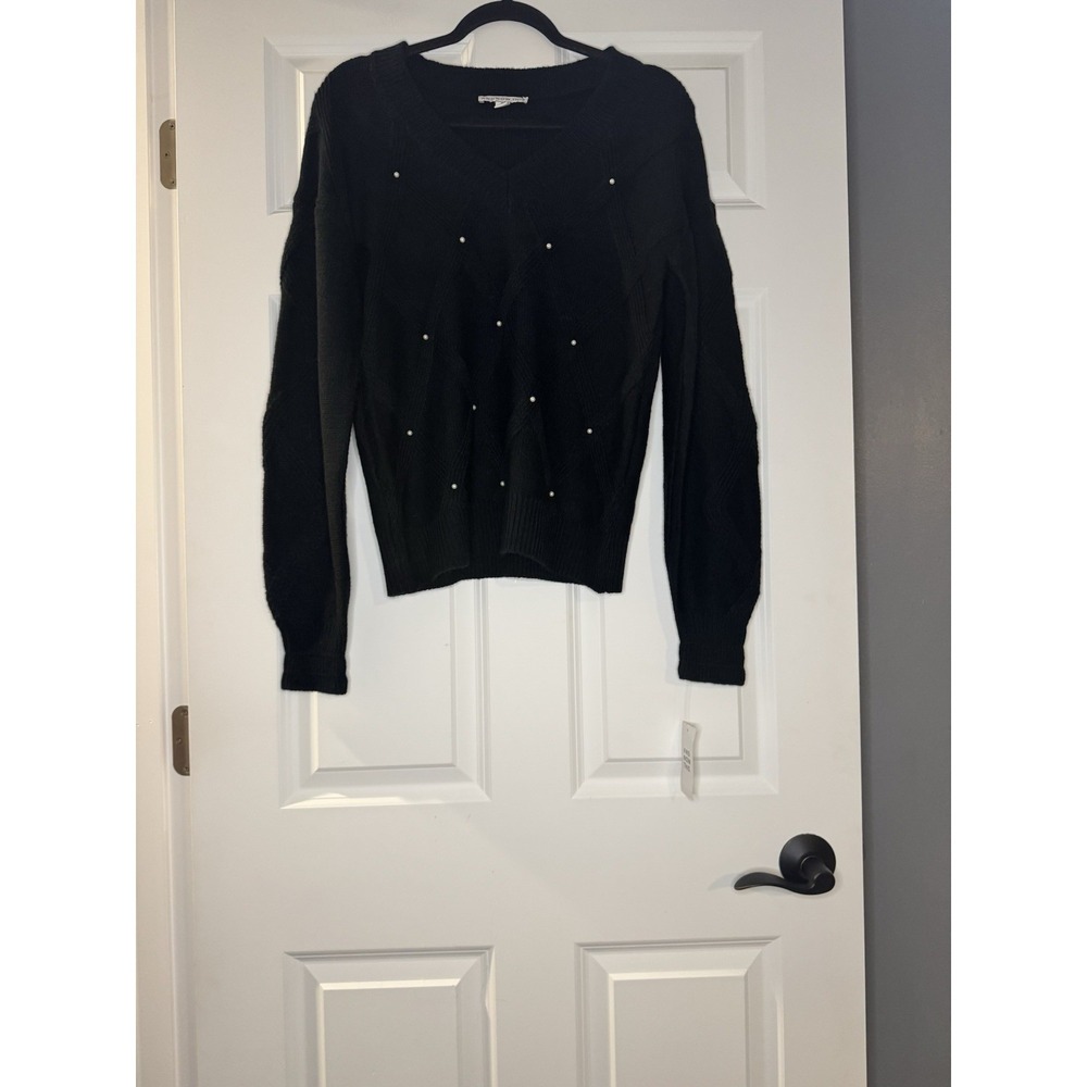 And now this V Neck Sweater With Pearl Embellishments Xs Nwt